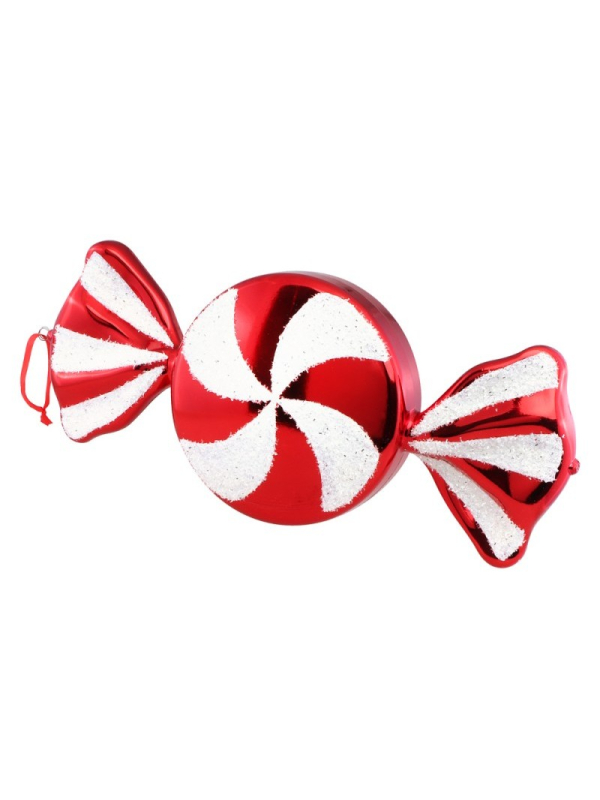 Décoration Noël : Bonbon XL rouge & blanc à suspendre 53 cm