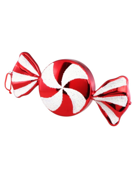 Décoration Noël : Bonbon XL rouge & blanc à suspendre 53 cm