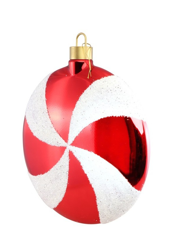 Décoration Noël : Bonbon XL rouge & blanc à suspendre 48 cm style sucre d’orge