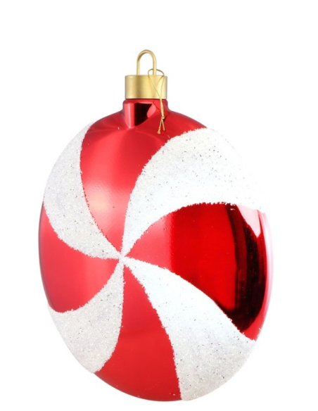 Décoration Noël : Bonbon XL rouge & blanc à suspendre 48 cm style sucre d’orge