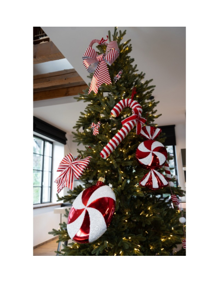 Décoration Noël : Bonbon XL rouge & blanc à suspendre 48 cm style sucre d’orge