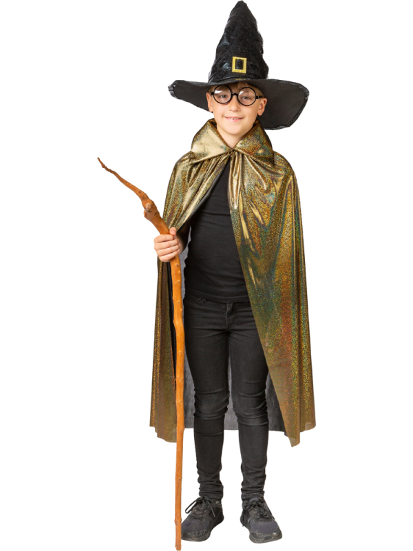 Cape dorée enfant à large col – Petit sorcier, roi ou vampire