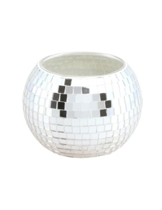 Photophore en verre effet boule à facettes argent Ø8 x 7 cm – Un éclat disco sur vos tables