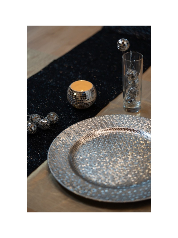 Photophore en verre effet boule à facettes argent Ø8 x 7 cm – Un éclat disco sur vos tables