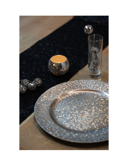 Photophore en verre effet boule à facettes argent Ø8 x 7 cm – Un éclat disco sur vos tables