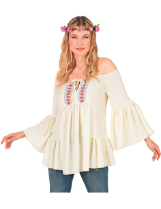 Tunique bohème femme manches évasées – Style hippie chic pour carnaval, festival et soirées à thème