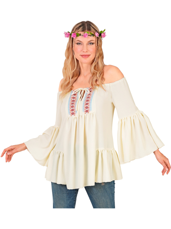 Tunique bohème femme manches évasées – Style hippie chic pour carnaval, festival et soirées à thème