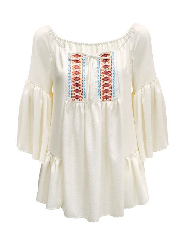 Tunique bohème femme manches évasées – Style hippie chic pour carnaval, festival et soirées à thème