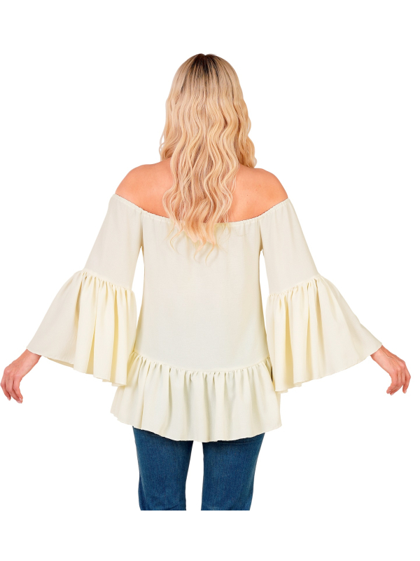 Tunique bohème femme manches évasées – Style hippie chic pour carnaval, festival et soirées à thème