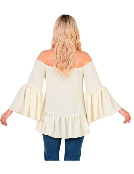 Tunique bohème femme manches évasées – Style hippie chic pour carnaval, festival et soirées à thème