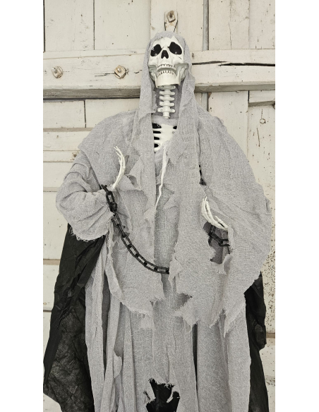 Faucheuse Enchaînée XXL 220 cm avec Lumières LED – Décoration Halloween Géante et Terrifiante