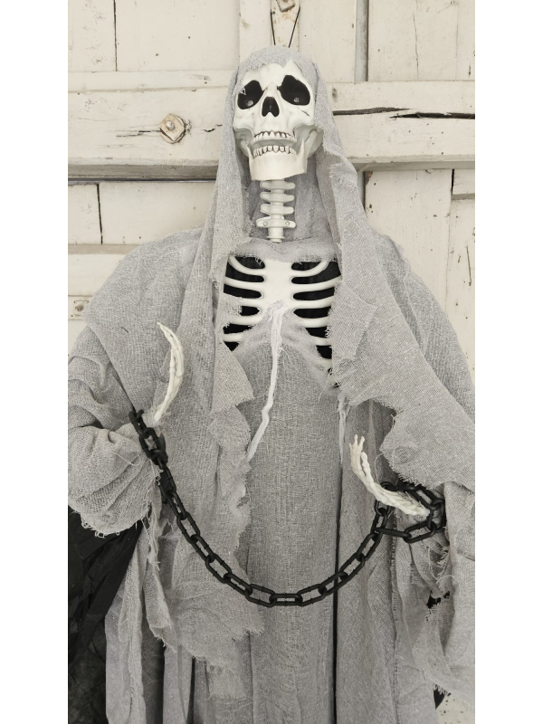 Faucheuse Enchaînée XXL 220 cm avec Lumières LED – Décoration Halloween Géante et Terrifiante