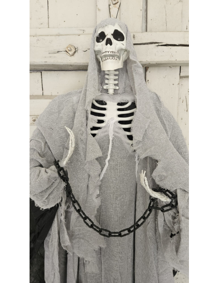 Faucheuse Enchaînée XXL 220 cm avec Lumières LED – Décoration Halloween Géante et Terrifiante