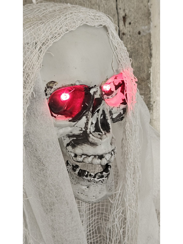 Fantôme lumineux suspendu – Décoration Halloween 1 mètre avec yeux LED rouges