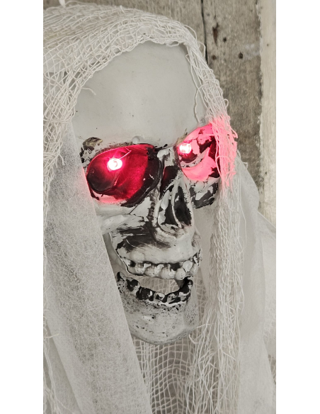 Fantôme lumineux suspendu – Décoration Halloween 1 mètre avec yeux LED rouges