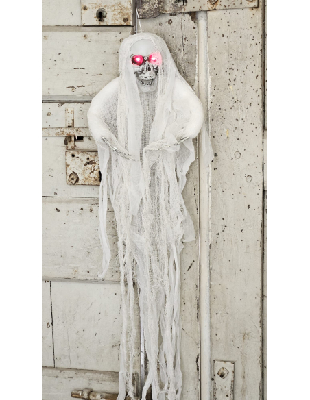 Fantôme lumineux suspendu – Décoration Halloween 1 mètre avec yeux LED rouges