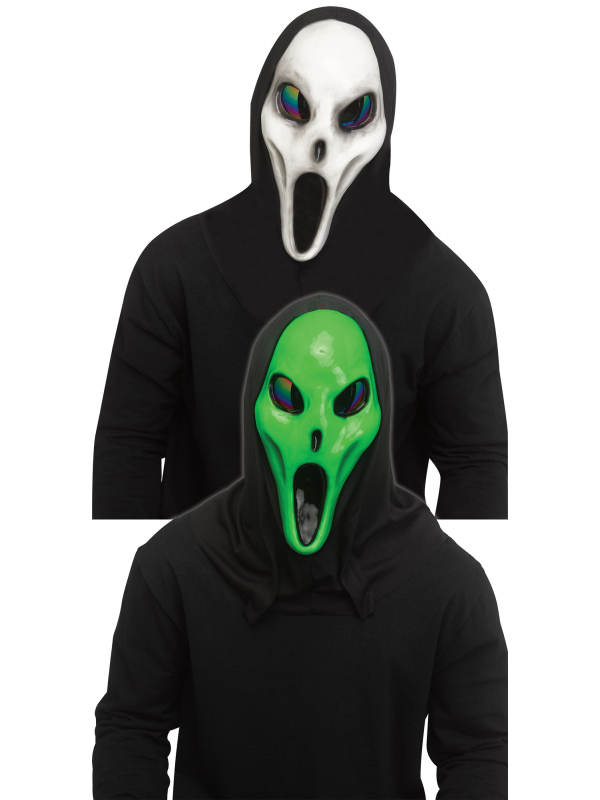 Masques Alien Spawn™ vert ou blanc avec capuche noire – Fun World®