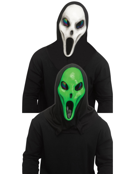 Masques Alien Spawn™ vert ou blanc avec capuche noire – Fun World®