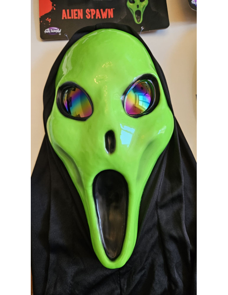 Masques Alien Spawn™ vert ou blanc avec capuche noire – Fun World®