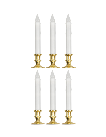 Set de 6 bougies LED scintillantes avec timer – 23 cm, base dorée