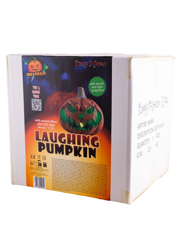 Grande citrouille Halloween 44 cm avec LED, son et projection murale