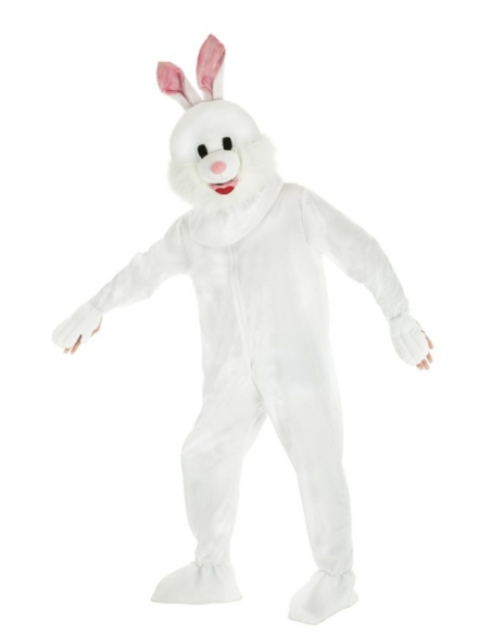 Mascotte Lapin Blanc Adulte – Déguisement peluche intégrale TU pour Pâques, animations & spectacles