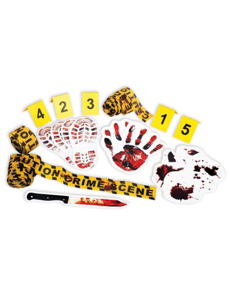 Kit Scène de Crime Halloween - 19 accessoires pour une déco sanglante