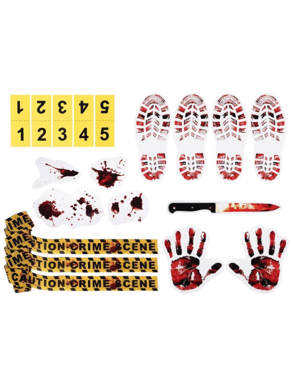 Kit Scène de Crime Halloween - 19 accessoires pour une déco sanglante