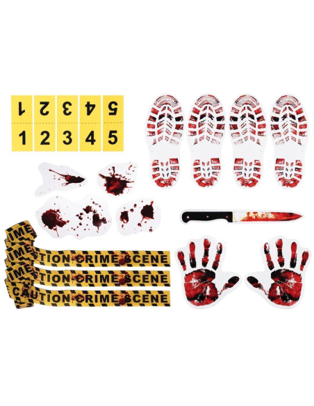 Kit Scène de Crime Halloween - 19 accessoires pour une déco sanglante