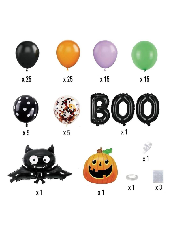 Kit Arche Ballons Halloween - 93 ballons et accessoires