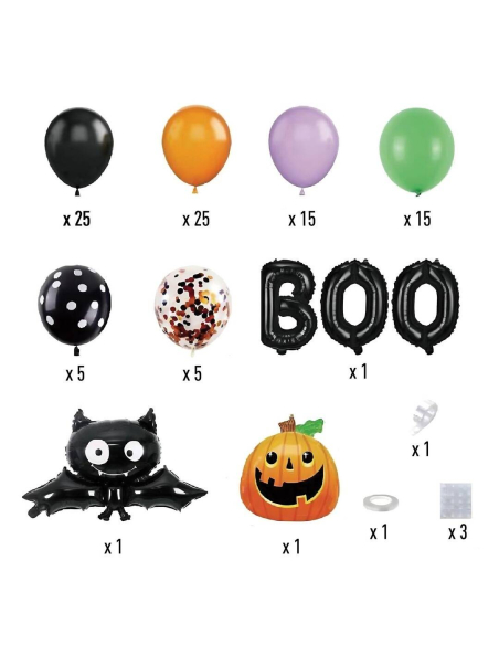 Kit Arche De Ballons Halloween 152 Pièces - Orange, Blanc, Noir Avec Citrouille Et Fantôme En Aluminium