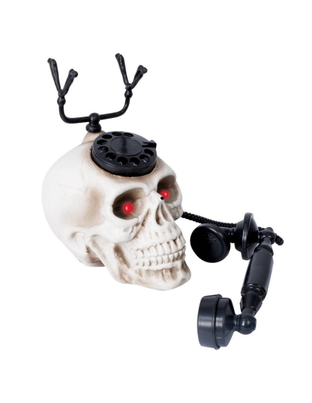 Téléphone tête de mort Halloween – Effets sonores et lumineux pour une déco terrifiante
