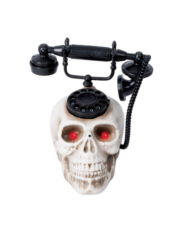 Téléphone tête de mort Halloween – Effets sonores et lumineux pour une déco terrifiante