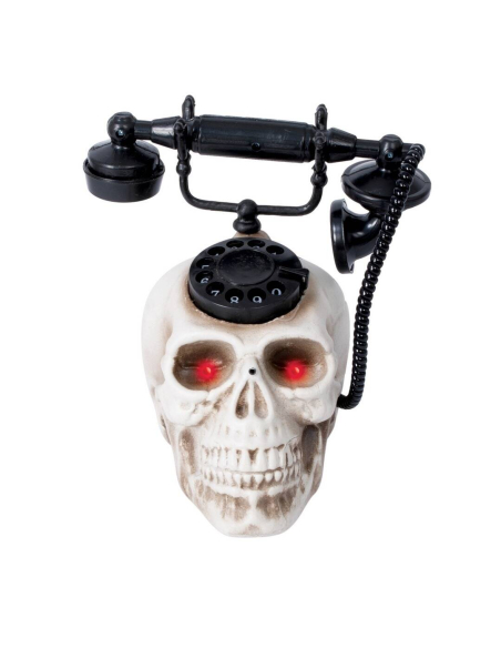 Téléphone tête de mort Halloween – Effets sonores et lumineux pour une déco terrifiante