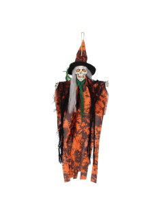 Sorcière squelettique à suspendre Halloween – 60 cm de frayeur en vert ou orange 2