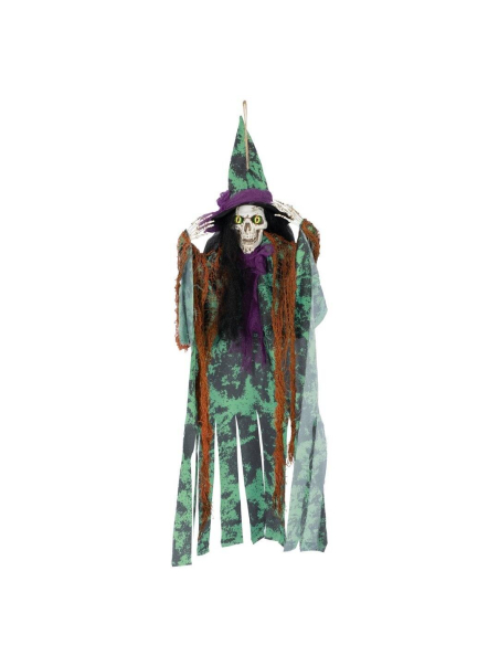 Sorcière squelettique à suspendre Halloween – 60 cm de frayeur en vert ou orange