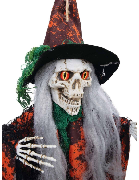 Sorcière squelettique à suspendre Halloween – 60 cm de frayeur en vert ou orange