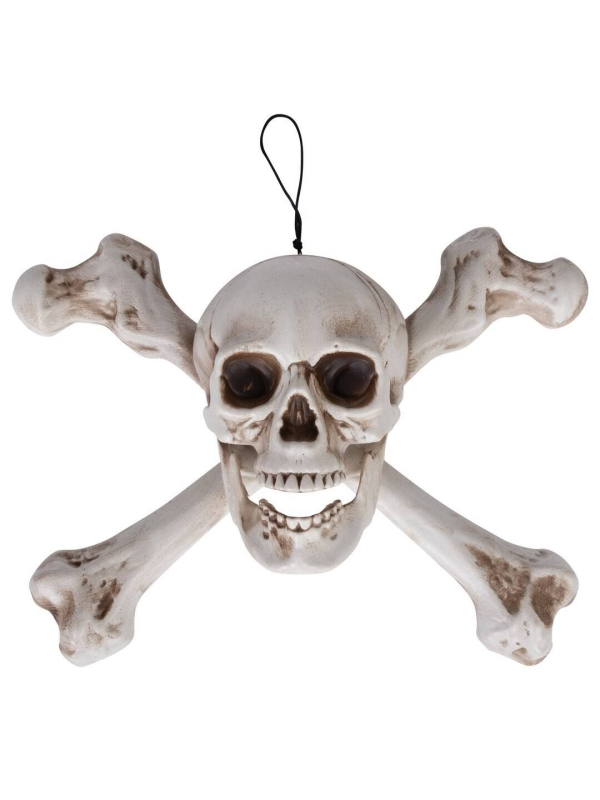 Déco tête de mort pirate à suspendre – 40 cm d’ambiance Halloween ou flibustier !