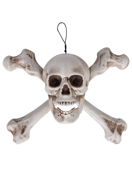 Déco tête de mort pirate à suspendre – 40 cm d’ambiance Halloween ou flibustier !