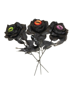 Rose noire avec œil de monstre Halloween – 43 cm 2