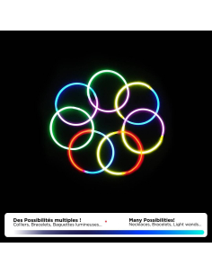 Bracelets lumineux fluo – Set de 15 sticks avec connecteurs