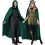 Cape médiévale en velours vert à capuche – Mixte adulte 140 cm
