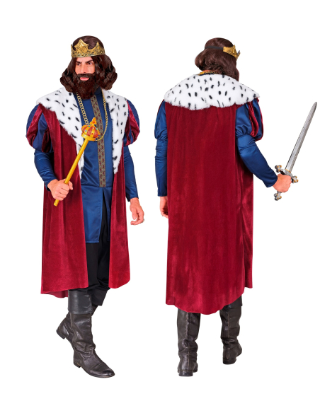 Costume Roi Médiéval pour Homme – Veste, Manteau, Collier et Couronne