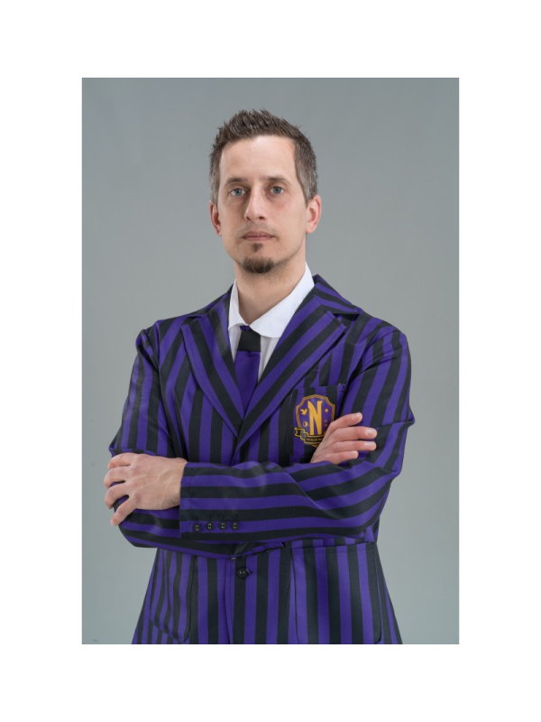 Déguisement Mercredi™ Homme – Uniforme noir et violet 3 pièces – Licence Officielle