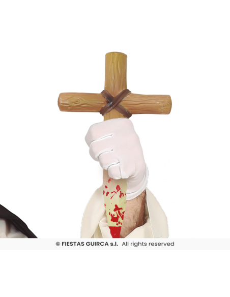 Croix pieu ensanglantée Halloween – Accessoire 30 cm en PVC