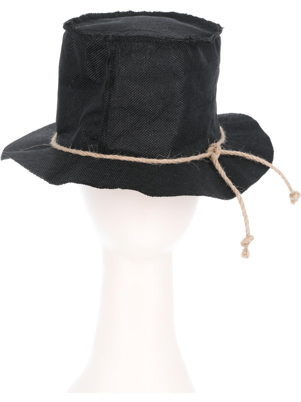 Chapeau Halloween épouvantail adulte – Toile noire et corde style gothique