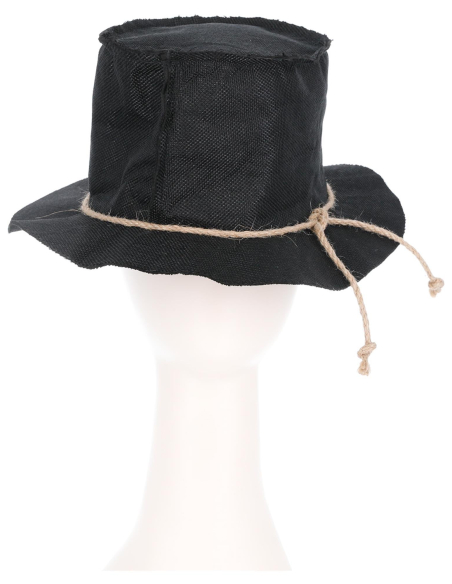 Chapeau Halloween épouvantail adulte – Toile noire et corde style gothique