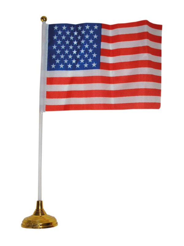 Drapeau de table États-Unis – 20,5 x 14,5 cm – Socle doré