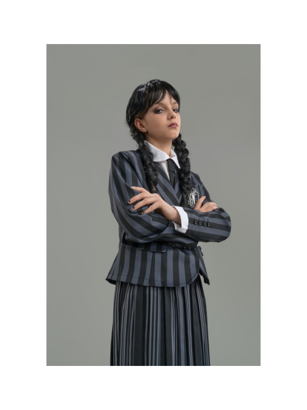 Déguisement Mercredi Addams™ Enfant – Uniforme Noir 3 pièces Nevermore Academy (140 à 152 cm)