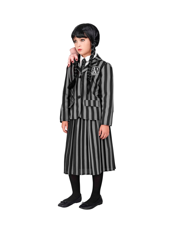 Uniforme scolaire gothique Mercredi – Déguisement Halloween fille 4 à 13 ans